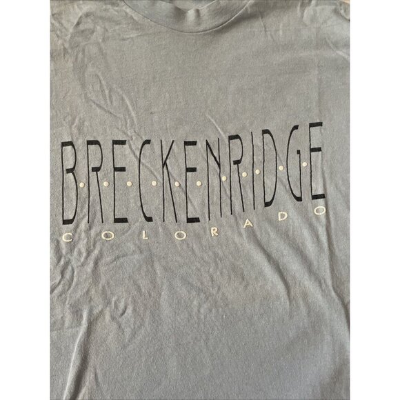 Hanes Beefy-T Long-Sleeve Shirt Breckenridge Colorado Graphic Design Light Blue - Picture 3 of 7